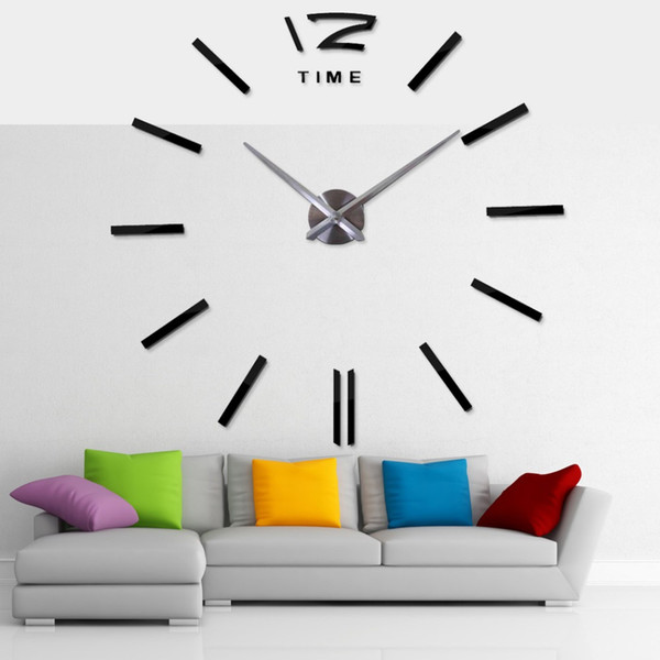 2018 Hot Selling 3d real Big Wall Clock Rushed Mirror Sticker Diy Living Room Decor Big Wall Clock Rushed Mirror Clocks