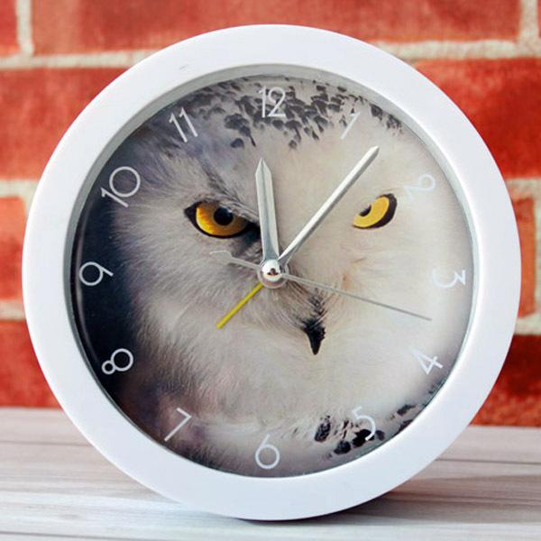 Owl small alarm lounged clock desktop clock and watch cartoon countertop