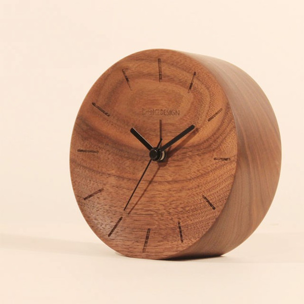 Black Walnut Concave Alarm Clock Home Decor Wooden Alarm Clock