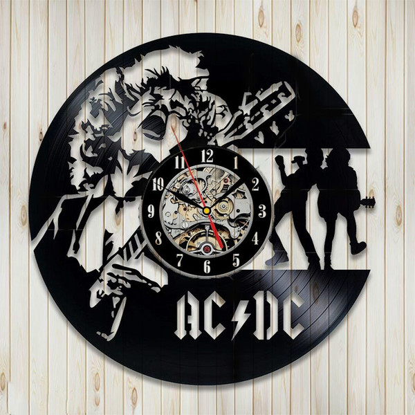 ACDC Vinyl Clock Record Wall Clock Handmade Fan Art Decor Unique Decorative Vinyl Clock