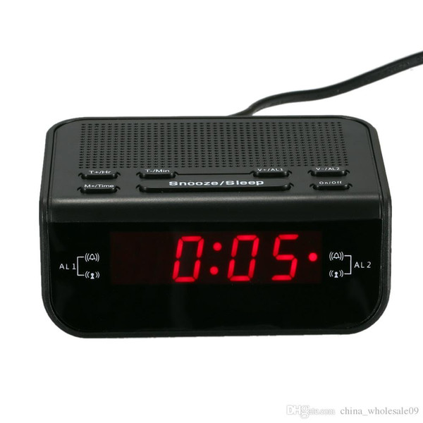 Modern Design Compact Digital Alarm Clock FM Radio with Dual Alarm Buzzer Snooze Sleep Function Red LED Time Display klok