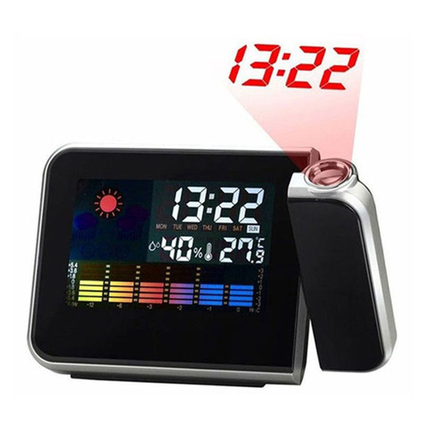 Digital LCD Projection Desk Clock Weather Multi Function Alarm Clock Color Screen Calendar Home Desk & Table Clocks