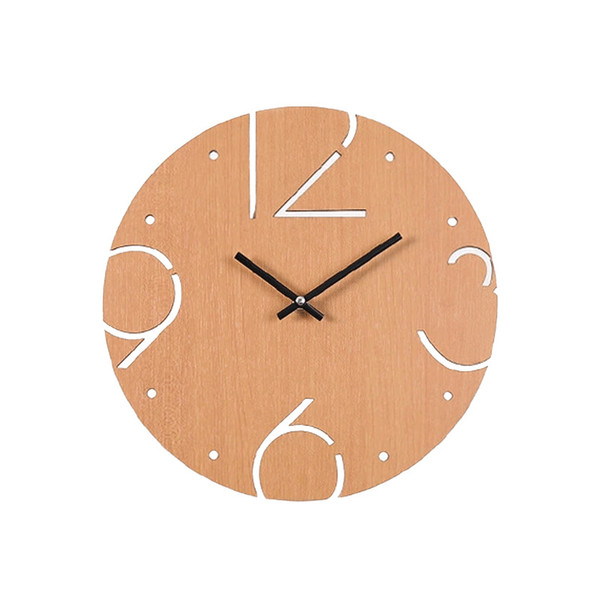 30 Cm Wooden Wall Clocks Simple Round Fun Digital Household Charts Creative Decoration Big Numbers Artistic Natural