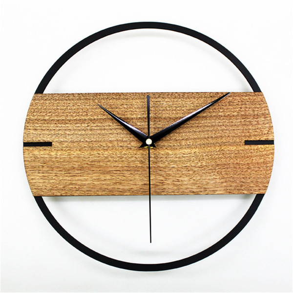 12Inch Modern Wood Ultra-quiet Minimalist Style Wall Clock Retro Pocket Watch Decor Crafts Natural Living Room Clock Ornament