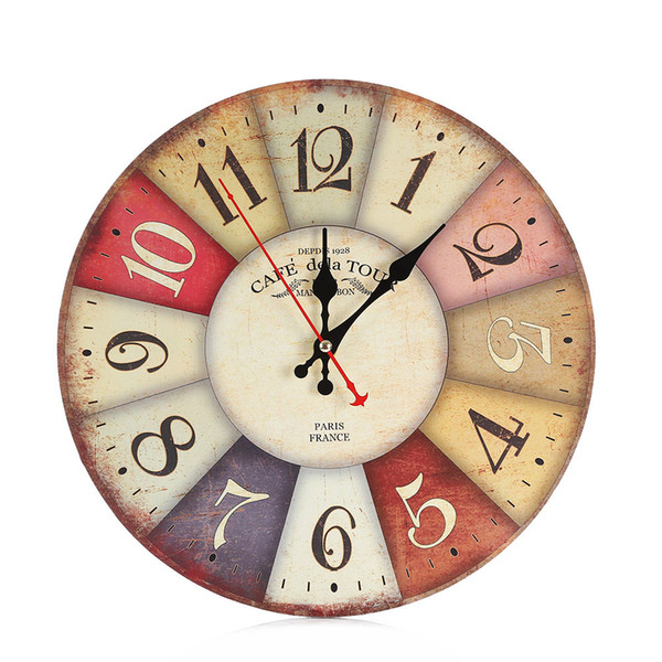 Beautiful Colorful Wall Clock Living Room Bar Cafe Personality Loft Industrial Wind Large Decorative Nostalgic Retro Watch 60049