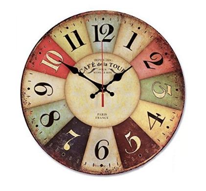 Practical 12 Inch Retro Wooden Wall Clock Farmhouse Decor, Silent Non Ticking Wall Clocks Large Decorative - Big Wood Atomic A