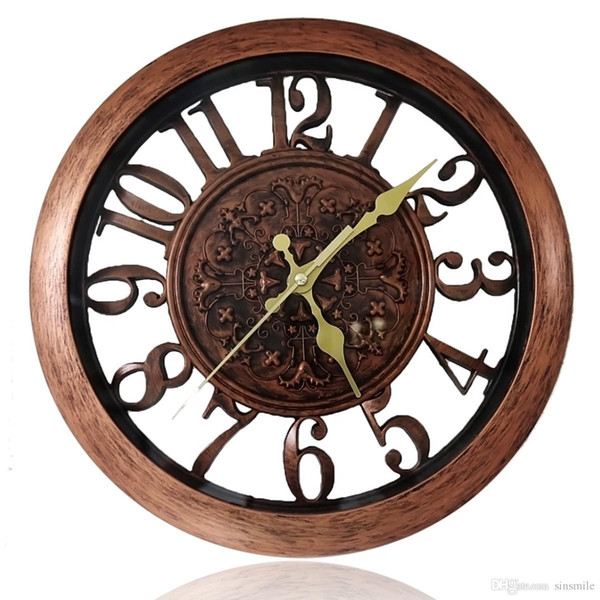 Wholesale- Primitive European Style Wall Mounted Time Clock Reloj Home church Decoration Bronze reloj de pared