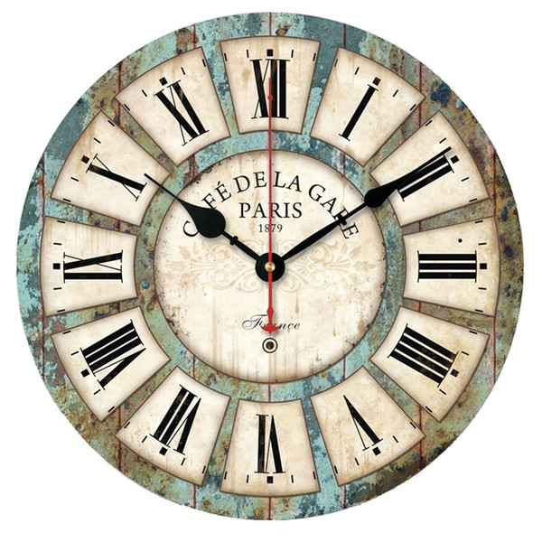 Wholesale- Vovotrade European Style Vintage Creative Round Wood Wall Clock Quartz Bracket Clock