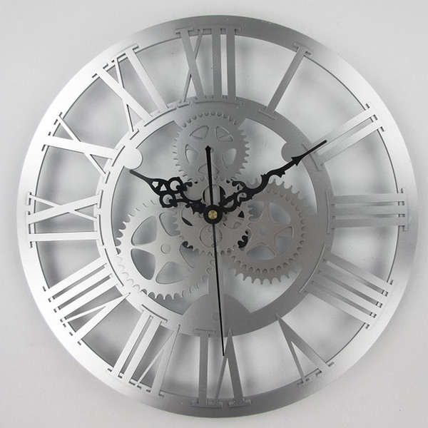 European antique gear wall clock vintage mechanical gear clock Large Wall For Art Home Living Room Decoration