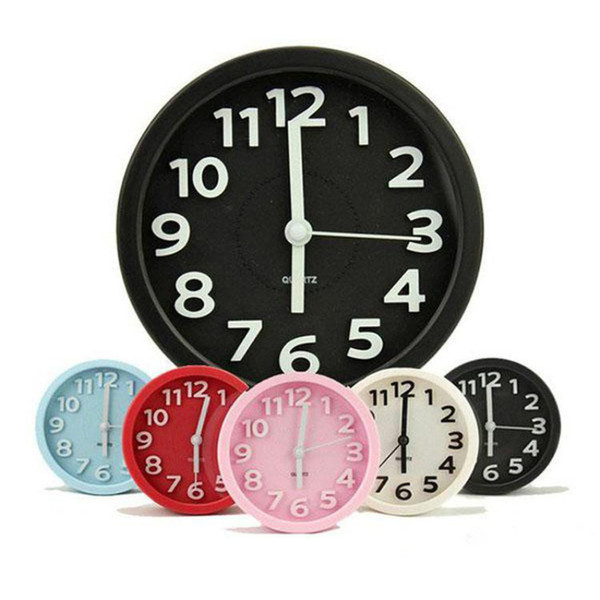 Modern brief candy color circle mute alarm clock lounged solid color dual small desktop simple style clock