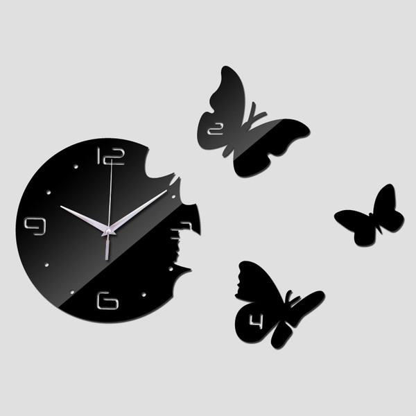 Wholesale- 2016 new hot modern design watches living room quartz diy watch clocks wall clock stickers home decor mirror free shipping