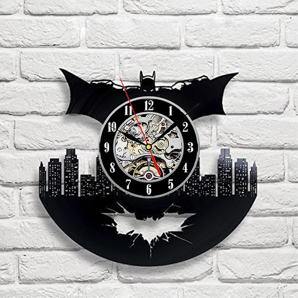 Batman Art Vinyl Wall Clock Gift Room Modern Home Record Vintage Decoration