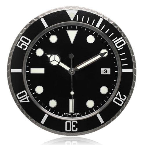 Wholesale-Holy Shit! Luxury Home Decor Brand New Wall Clock Black Timepiece Silent Mute Quartz Luminous Hands rlx