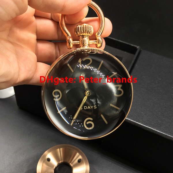 Rose gold spherical desk table clocks high grade Swiss quality stainless steel ball glass see through movement hand winding office clock