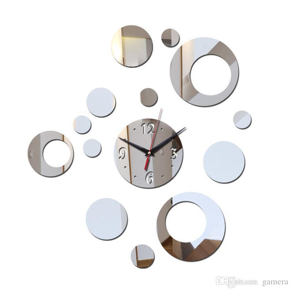 Wholesale- 2016 New Sale 3d Acrylic Mirror Wall Clock Clocks Reloj De Pared Watch Large Decorative Quartz Living Room Modern Freeshipping