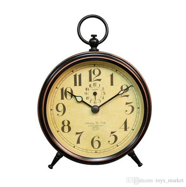 Lazy Retro Metal Mechanical Clockwork Small Alarm Clock Silent Small Table clock portable No batteries 10Pcs