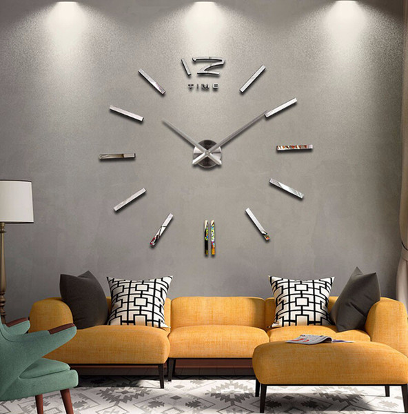 Wholesale-Hot 120cm Large Size Modern Design DIY 3D Digital Wall Clock horloge Wall Watch Stickers Reloj De Pared Acrylic Mirror Clocks