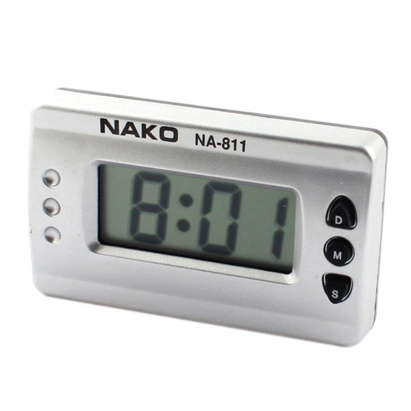 Car Home Silver Tone Digital LCD Desk Wall Clock