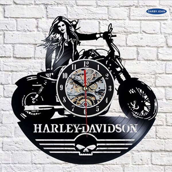 2017 Fresh Design CD Vinyl Disc Modern Wall Clock Harley-dayidson Theme Art Classic Watch Clock Relogio Parede