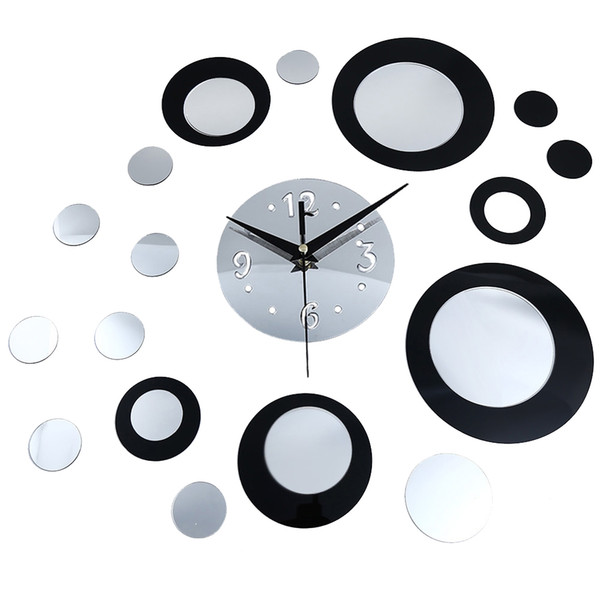 Modern DIY Creative Round Mirror Wall Sticker Plastic 3D Wall Clock Home Decor For ,Bathroom Living Room Wall Decoration