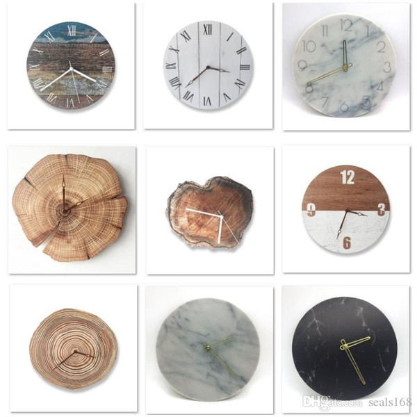 Retro DIY Wooden Wall Clock Round Digital Table Clock Creative Art Alarm Clock Home Office Decoration For Xmas Christmas Gift HH7-1845