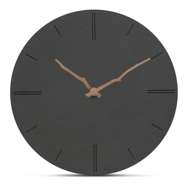 European Style Brief Modern Wooden Wall Clock Bedroom Living Room Creative Quartz MDF Wood Mute Hanging Clocks Black Home Decor