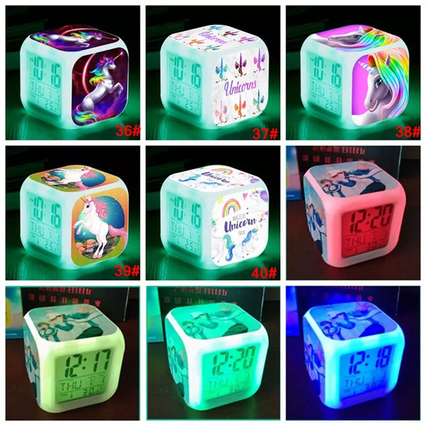 Newest Unicorn LED Alarm Clock Multifunction Digital Desk Touch Light Desk Watch Unicorn Clock Kids Toys 60pcs T1I1102