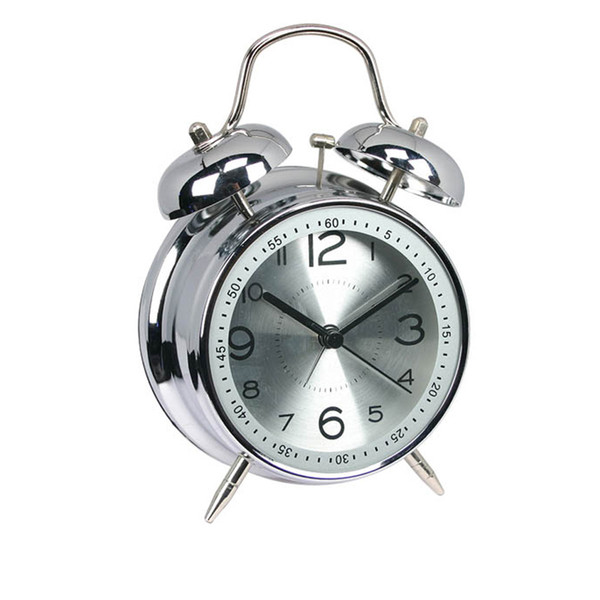 4 inch Metal mute double bell student creative alarm clock Classical Double Bell Silent No Ticking Desk Table Alarm Clock Bedroom Office Bed