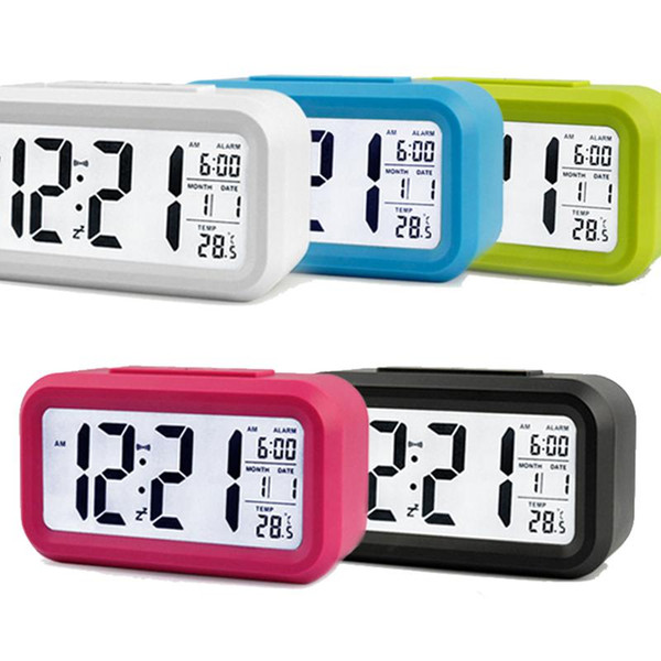 Digital Alarm Clock LED Screen Clock Low Light Sensor Technology Temperature Display Electronic Desktop Digital Clocks New DHL Free