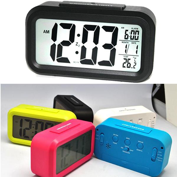 Digital Alarm Clock LED Screen Clock Low Light Sensor Technology Temperature Display Electronic Desktop Digital Clocks New DHL Free OTH356