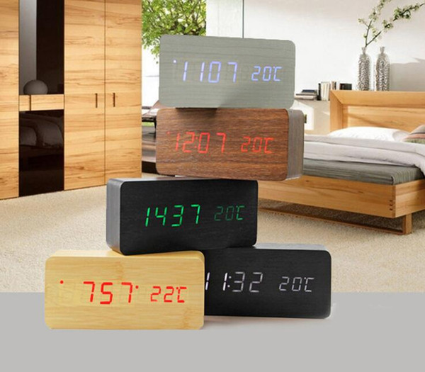 Upgrade fashion LED Alarm Clock despertador Temperature Sounds Control LED night lights display electronic desktop Digital table clocks