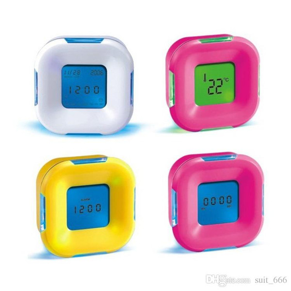 Color colorful rotating four minutes with a countdown clock temperature calendar alarm clock creative