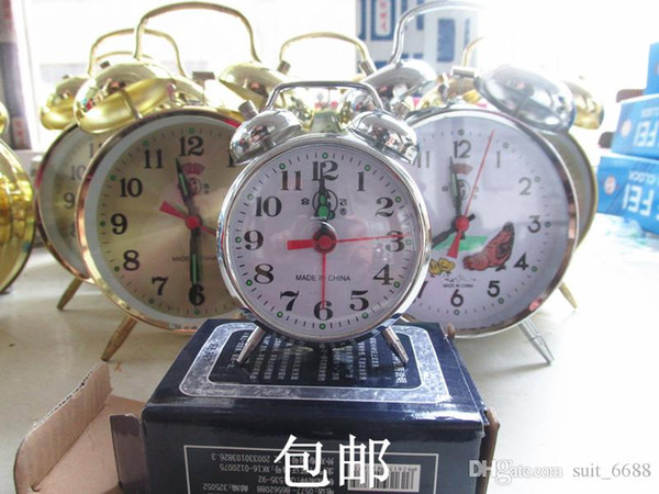 Free shipping authentic retro nostalgia combined fly mechanical alarm clock without batteries manual winding movement metal alarm clock