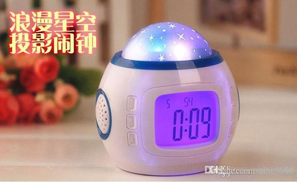 free sMusic Star projection clock luminous electronic alarm clock creative alarm mute child student individuality little bedside alarm clock