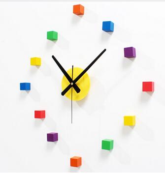 Original muted colorful brief stickers wall clock,creative DIY bedroom living room wall sticker clock watch,cute home decoration