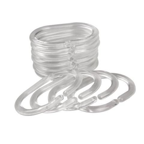 Flexible Clear Shower Curtain Hooks Set Plastic Rings Hook C Shape