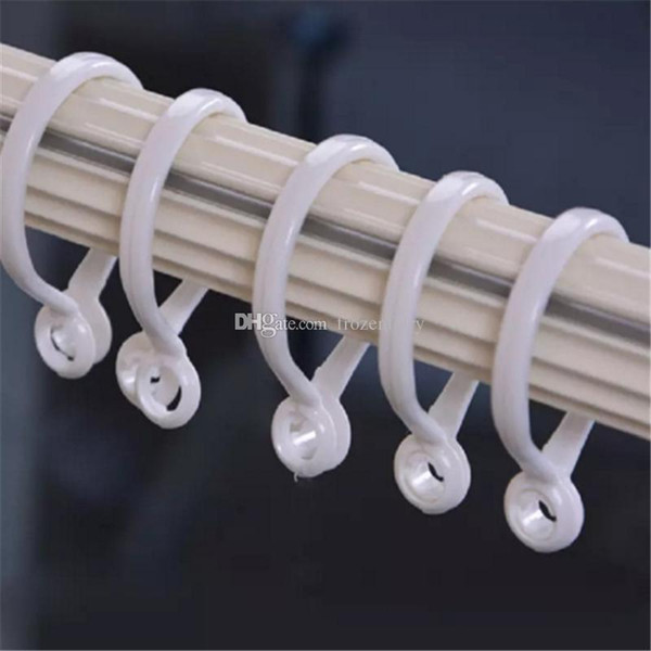 750pcs New Curtain Poles Shower Rod Hook Hanger White Color Plastic Ring Bath Drape Loop Clasp Drapery Home Use Clips aa104-111 20171112920