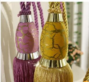 Free Shipping 6 Pieces / lot Curtain Tieback Strap Ball Curtain Accessories Hanging Tassel 10 Colors Purple Golden Brown 3 pairs Mixed color