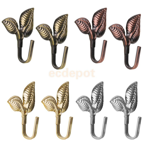 2Pcs Leaf Curtain Drapery Tiebacks Door Wall Hat Hooks Holder Hanger Home Decor