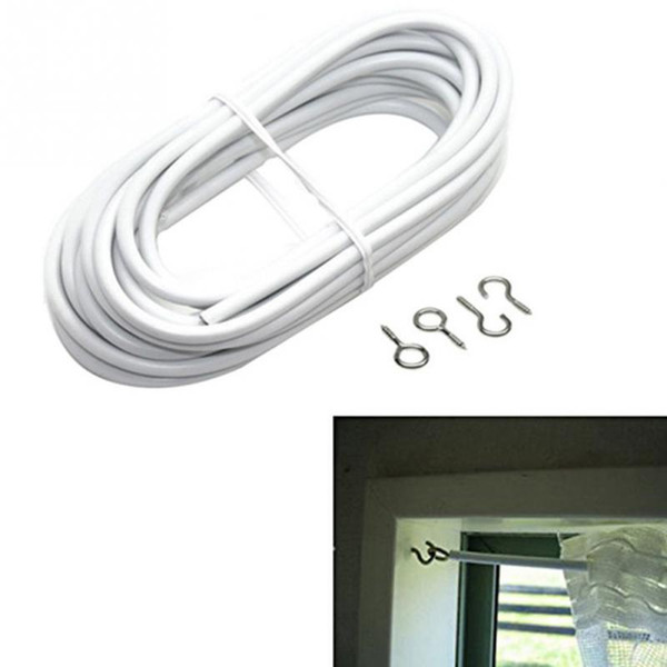 2/3/4/5m Curtain Wire Window Cord Cable String Sets with 2 Fish Eyes &2 Hooks Household Supiles Home Decor Bathroom Accessories