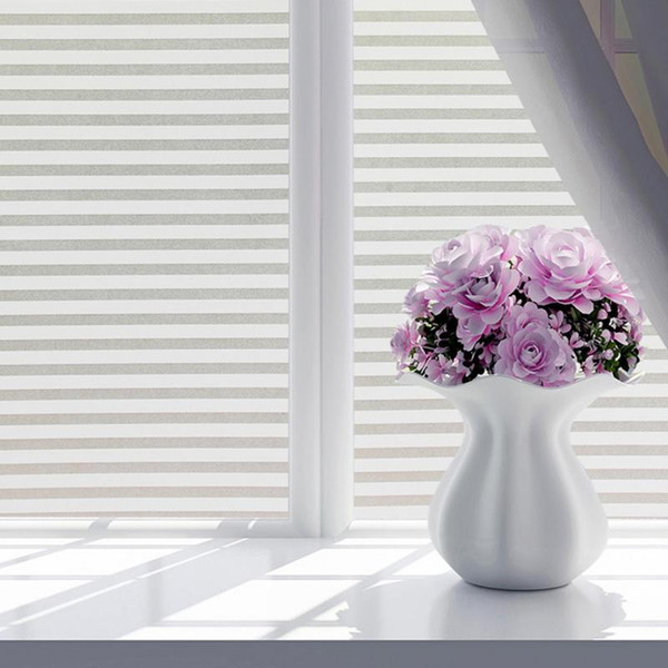 Fashion Self-adhesive Window Film Frosted White Stripe Glass Film Sliding Door Bath shutters New Window Stickers 45*100/60*200CM