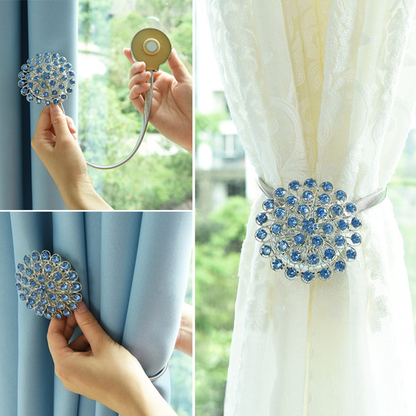 2pcs Flower design magnetic curtain buckle Window Screening Ball Clip Tieback decortive curtains holder Curtain Accessories