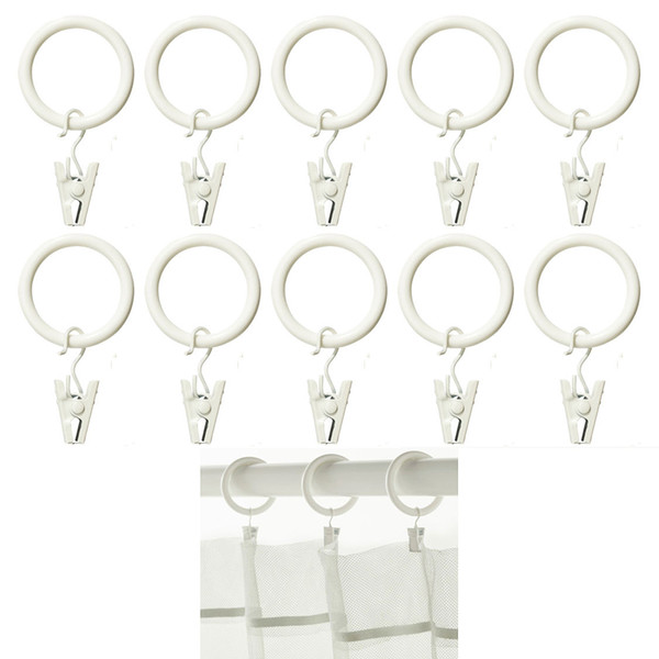 Metal Curtain Clips Laundry Window Track Rings White 37cm Diameter