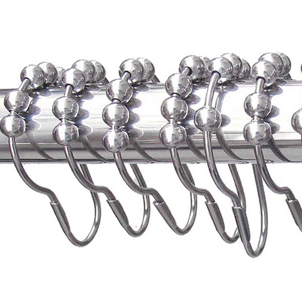 48 pcs/pack Bath Curtain Rollerball Shower Curtain Rings Hooks 5 Roller Polished Satin Nickel Ball Curtain Accessories