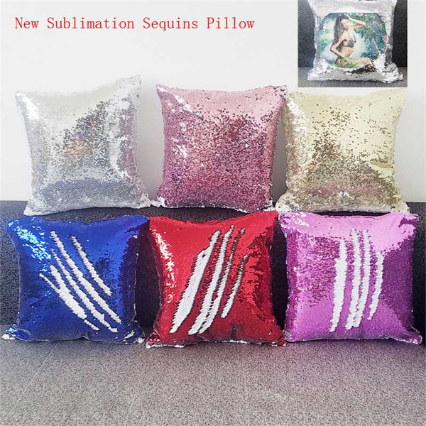 New sublimation magic sequins blank pillow cases hot transfer printing DIY personalized customized gifts wholesales 6colours 40*40CM