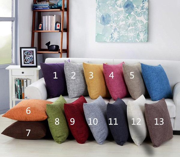 100pcs Solid Color Burlap Pillow case plain Covers cushion cover Shams Linen Square Throw Pillowcases Cushion Covers for Bench Couch Sofa