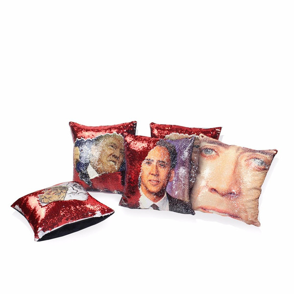 Trump Mermaid sequins Pillow Nicholas Cage Face Expression pillow diy Cushion cotton Funny Bottom cloth black Comfortable 12 5xzC1