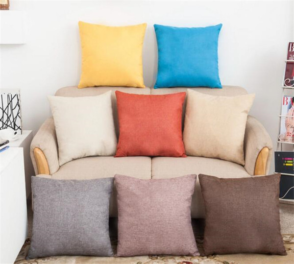 Solid Color Pillow Covers Cushions Cover Linen Fashion Office Sofa Chair Home car Pillowcase G345