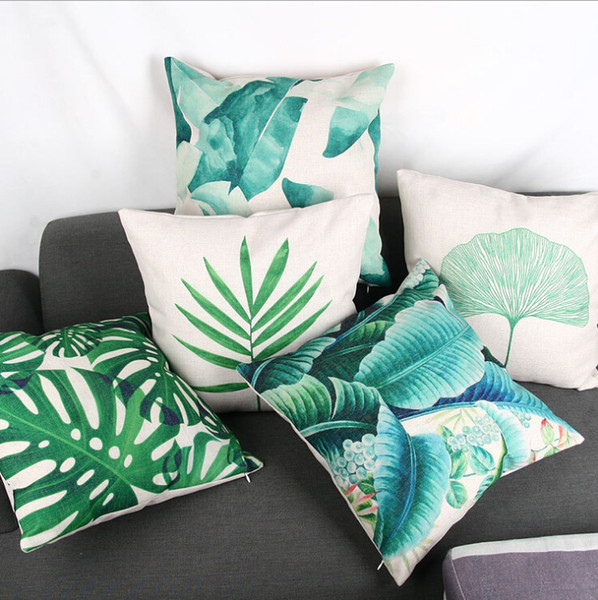 green leaf leaves cushion cover decorative banana leaf almofada monstera funda cojin cojines modern home decor