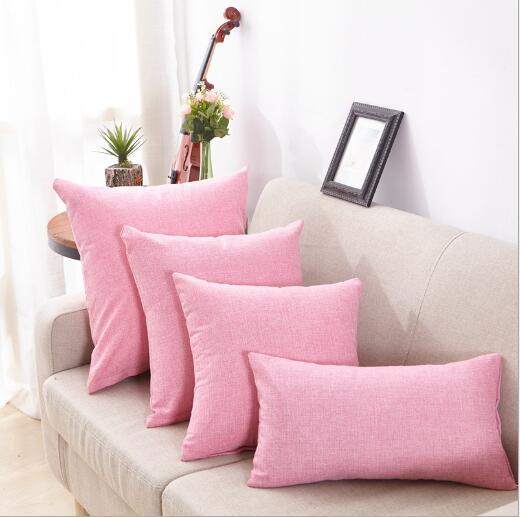 Linen solid color cushion hotel bedside car pillow lumbar pillow rectangular backrest large cotton and linen pillow 30*50cm